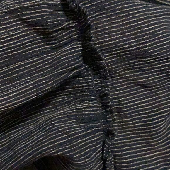 Madewell Off Shoulder Mini Blue Pinstripe Bell Sleeve 100% Cotton Dress Sz 4 - Picture 5 of 7